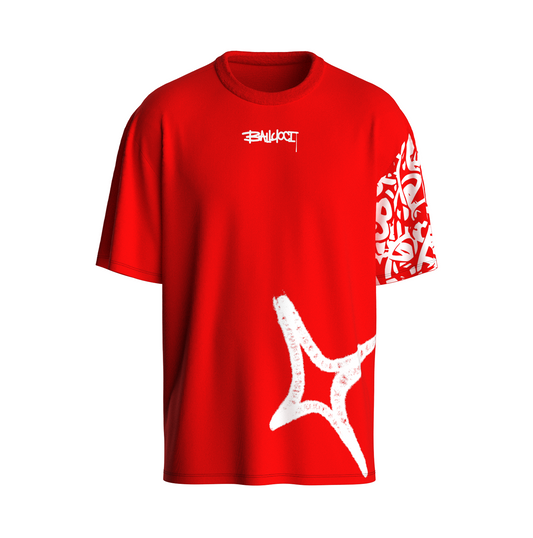 Front view image of Red graffi tee from ballucci.